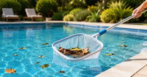 Robots-de-piscine.fr : Comment utiliser une épuisette de piscine pour enlever feuilles et insectes ?