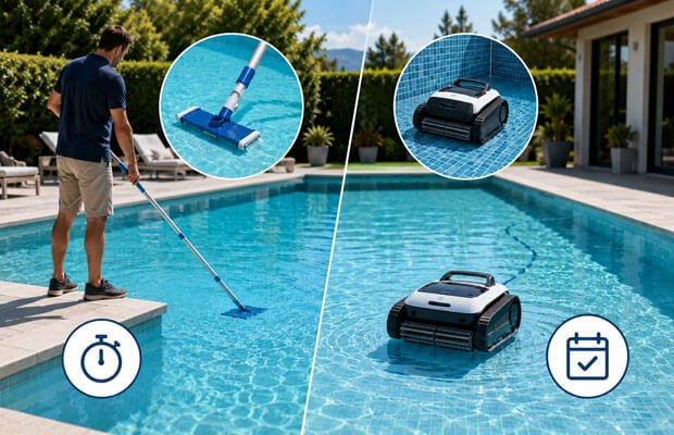 Robots-de-piscine.fr : Quand faut-il envisager un robot plutôt qu'un aspirateur ?